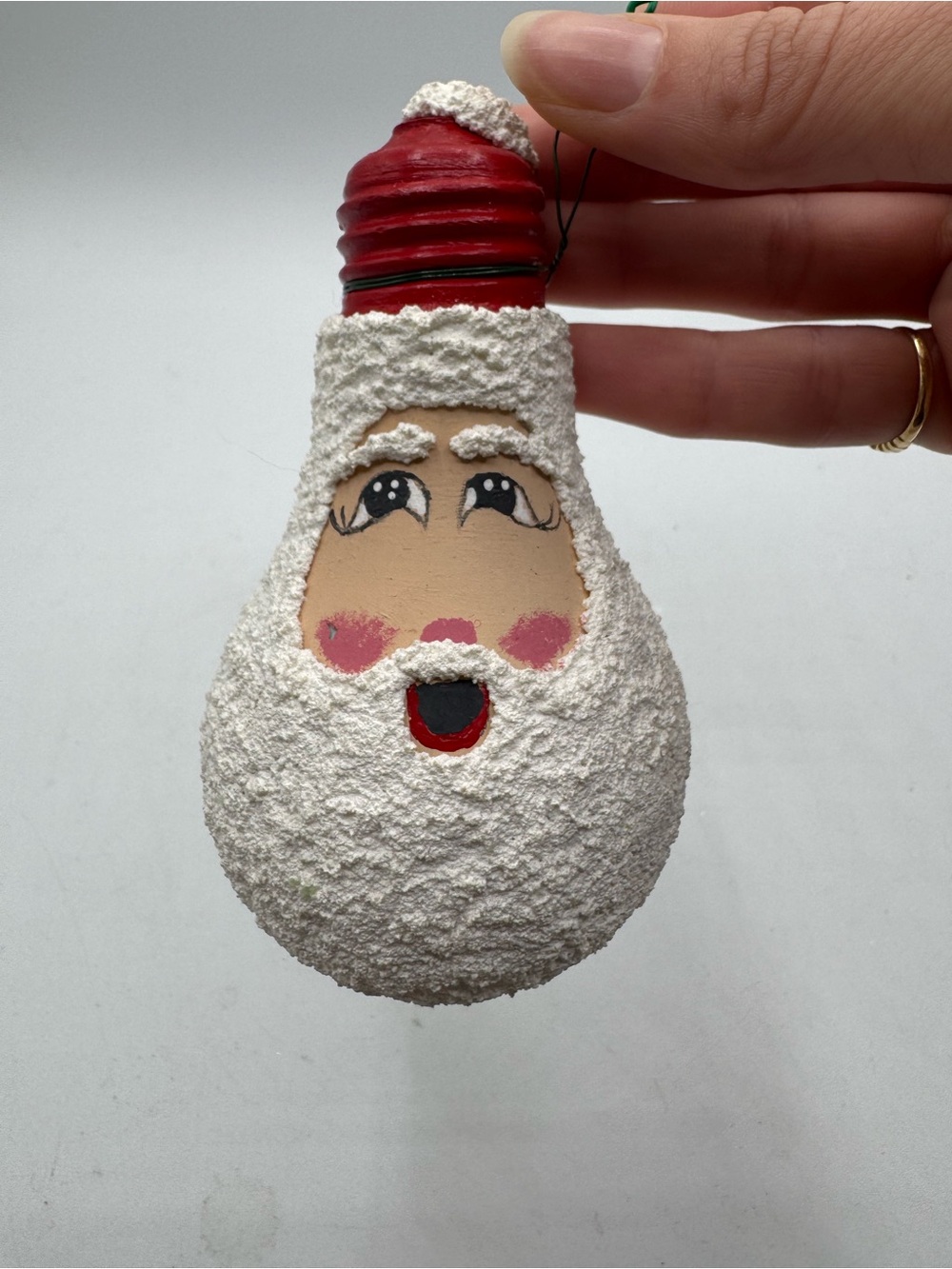 Vintage Santa Claus Christmas Glass Light Bulb - Hand Painted